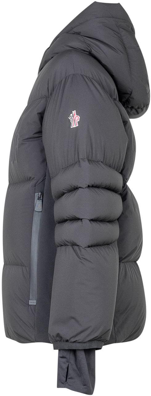 Moncler Grenoble Kids Piumino Nero con Cappuccio Donkergrijs