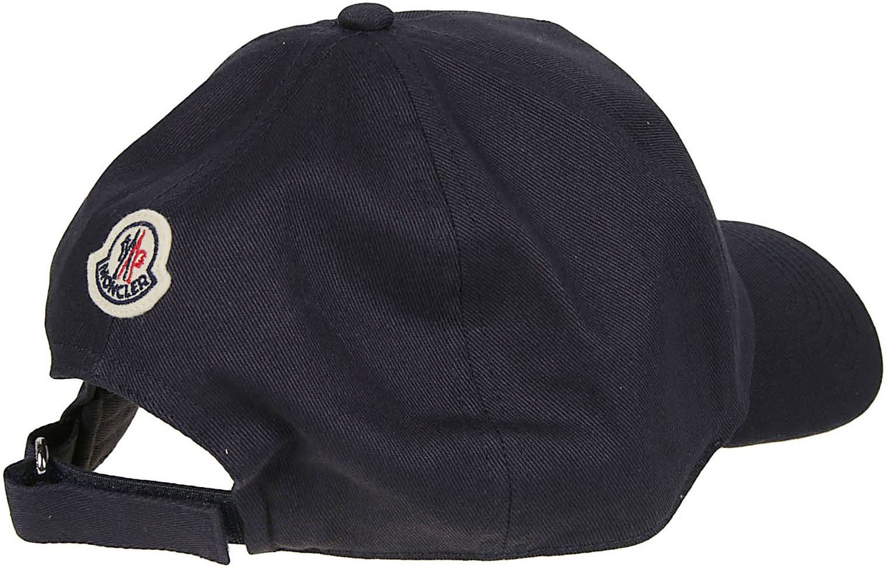 Moncler Logo Embroidered Baseball Cap Blue Blauw