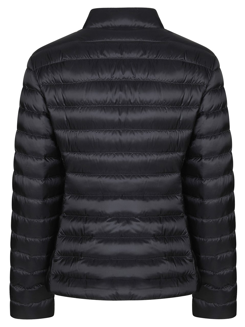 Moncler Black Shiny Horizontal Puffer Jacket Zwart