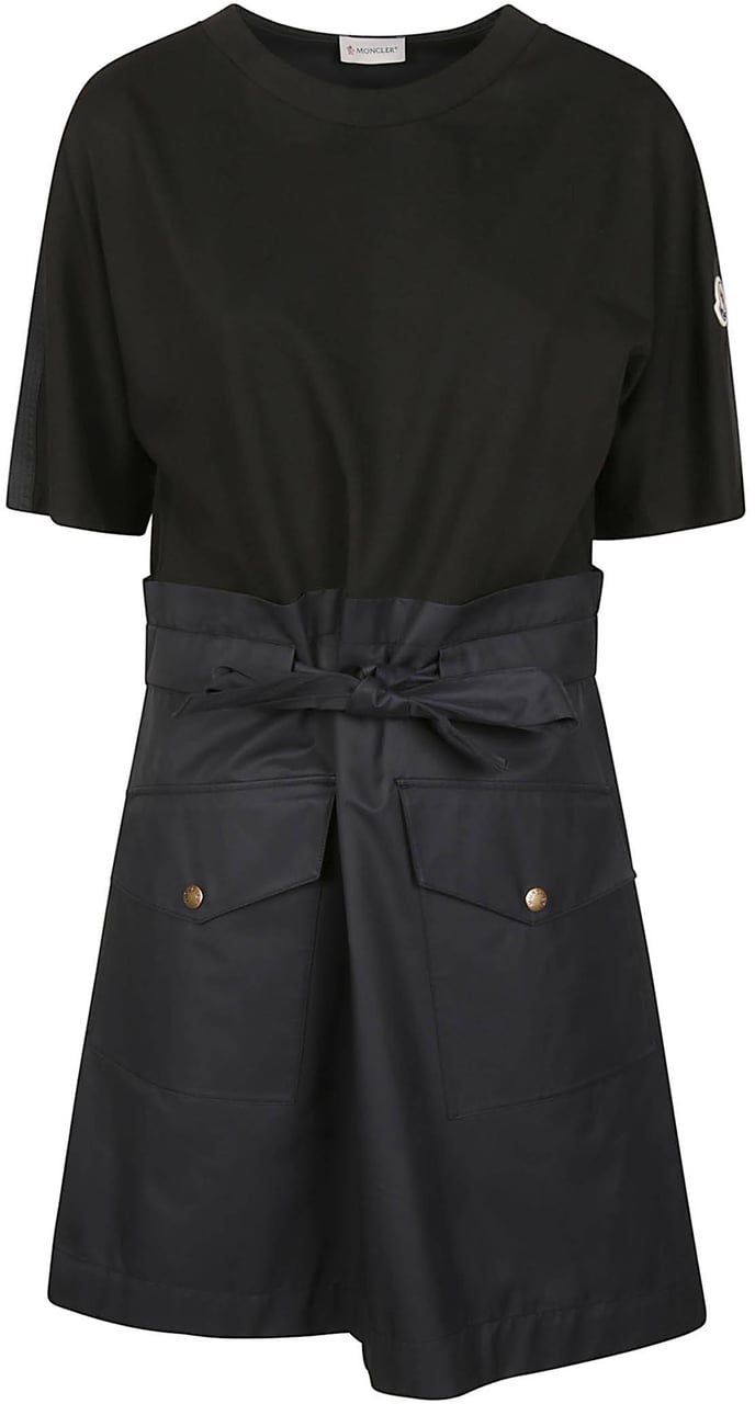 Moncler Short Sleeve Dress Black Zwart