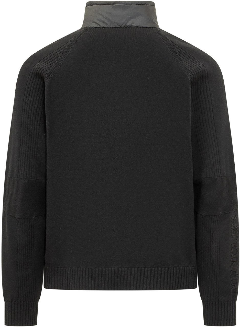 Moncler Cardigan con Inserti Trapuntati e Zip Zwart