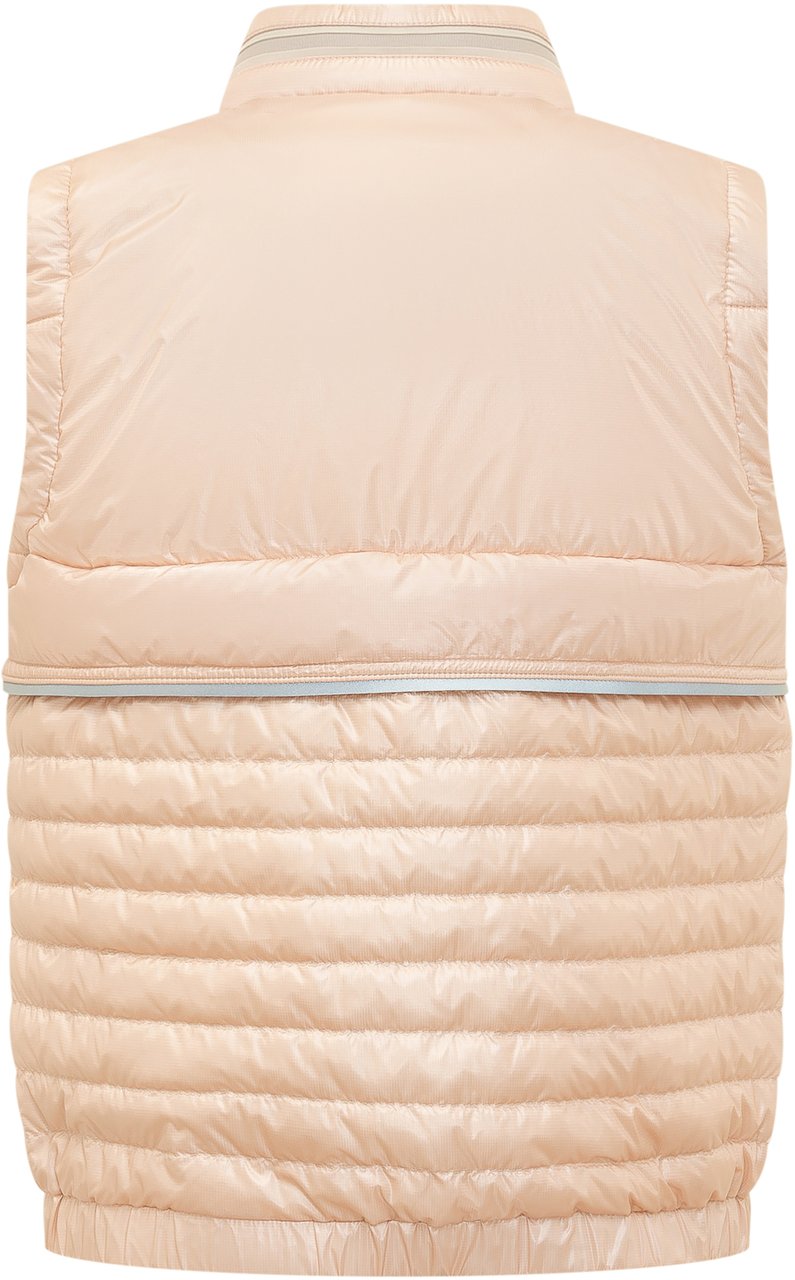 Moncler Gilet Guimane con Collo Alto e Trapuntatura Orizzontale Roze