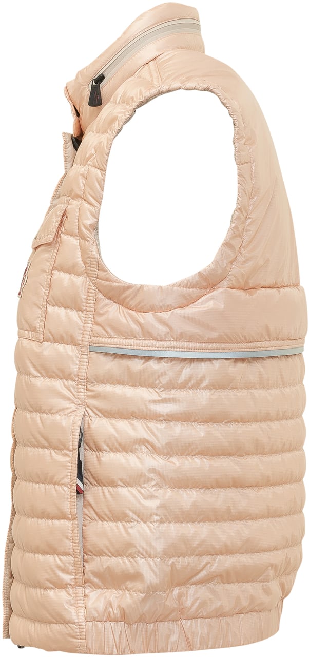 Moncler Gilet Guimane con Collo Alto e Trapuntatura Orizzontale Roze