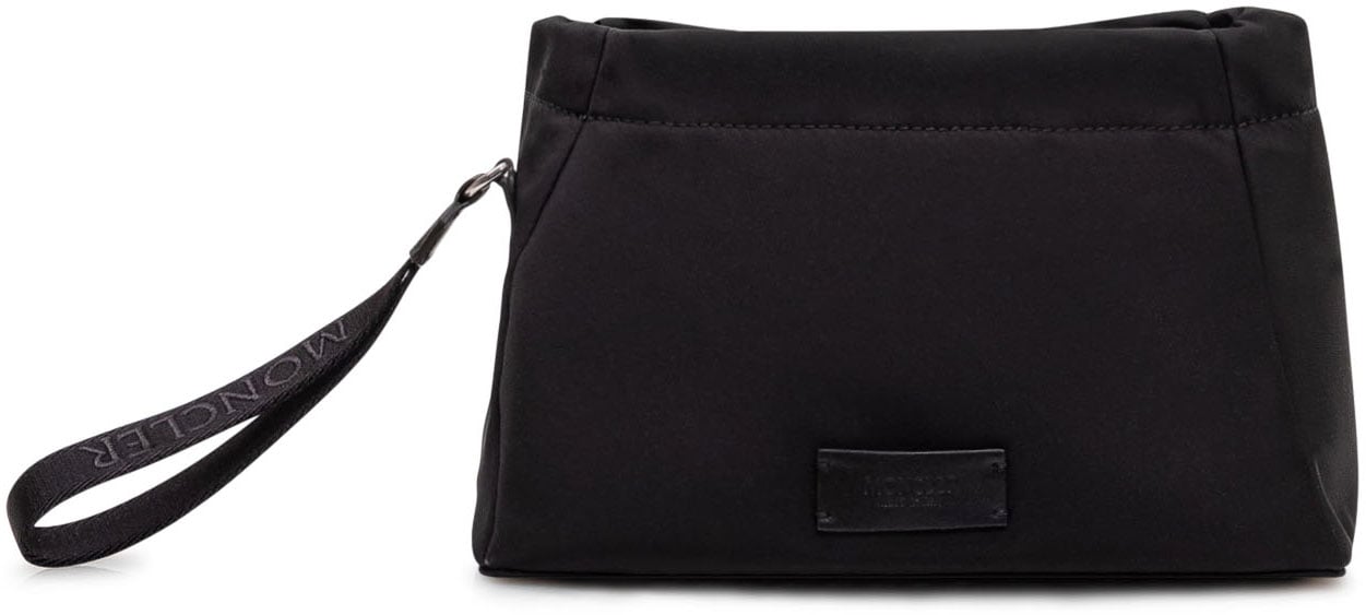 Moncler Pouch in Nylon con Coulisse e Logo Zwart