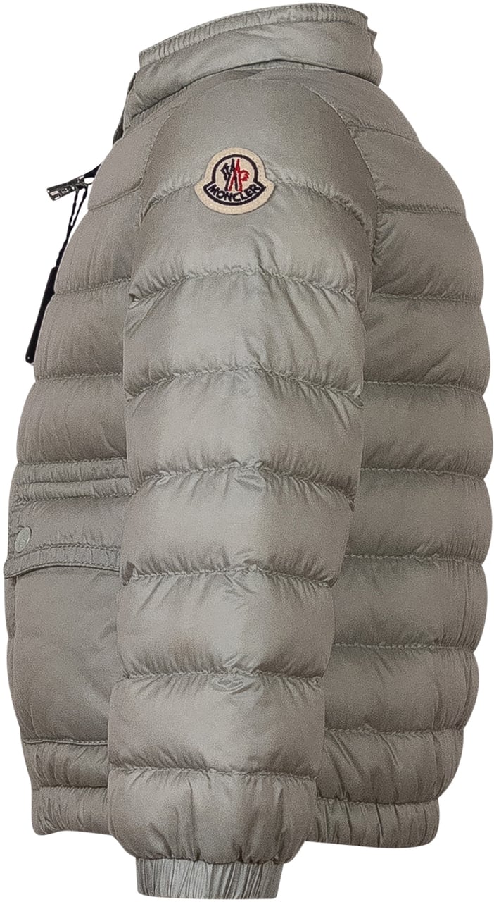 Moncler Piumino Lans con Zip e Tasche Taupe