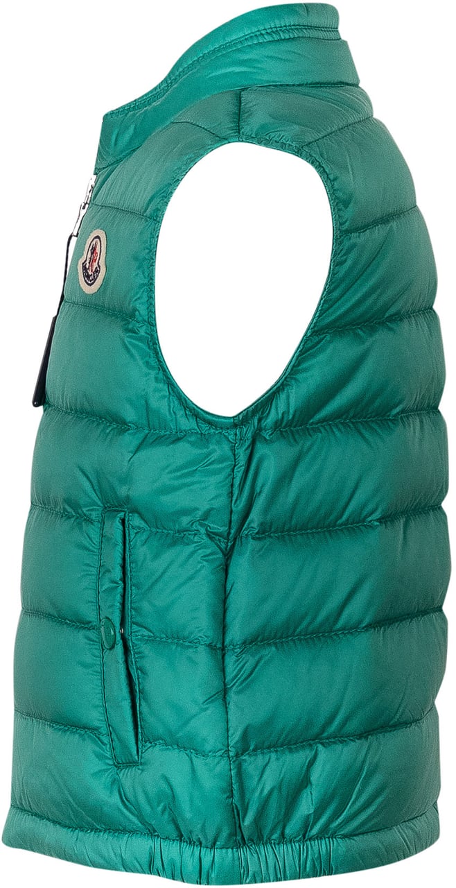 Moncler Gilet Imbottito Amaury con Zip e Collo Alto Donkergroen