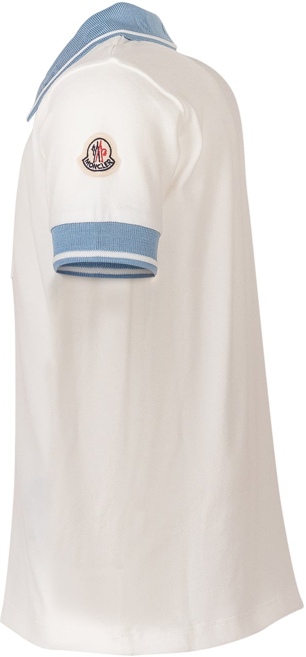 Moncler Polo a Maniche Corte con Colletto a Contrasto Wit