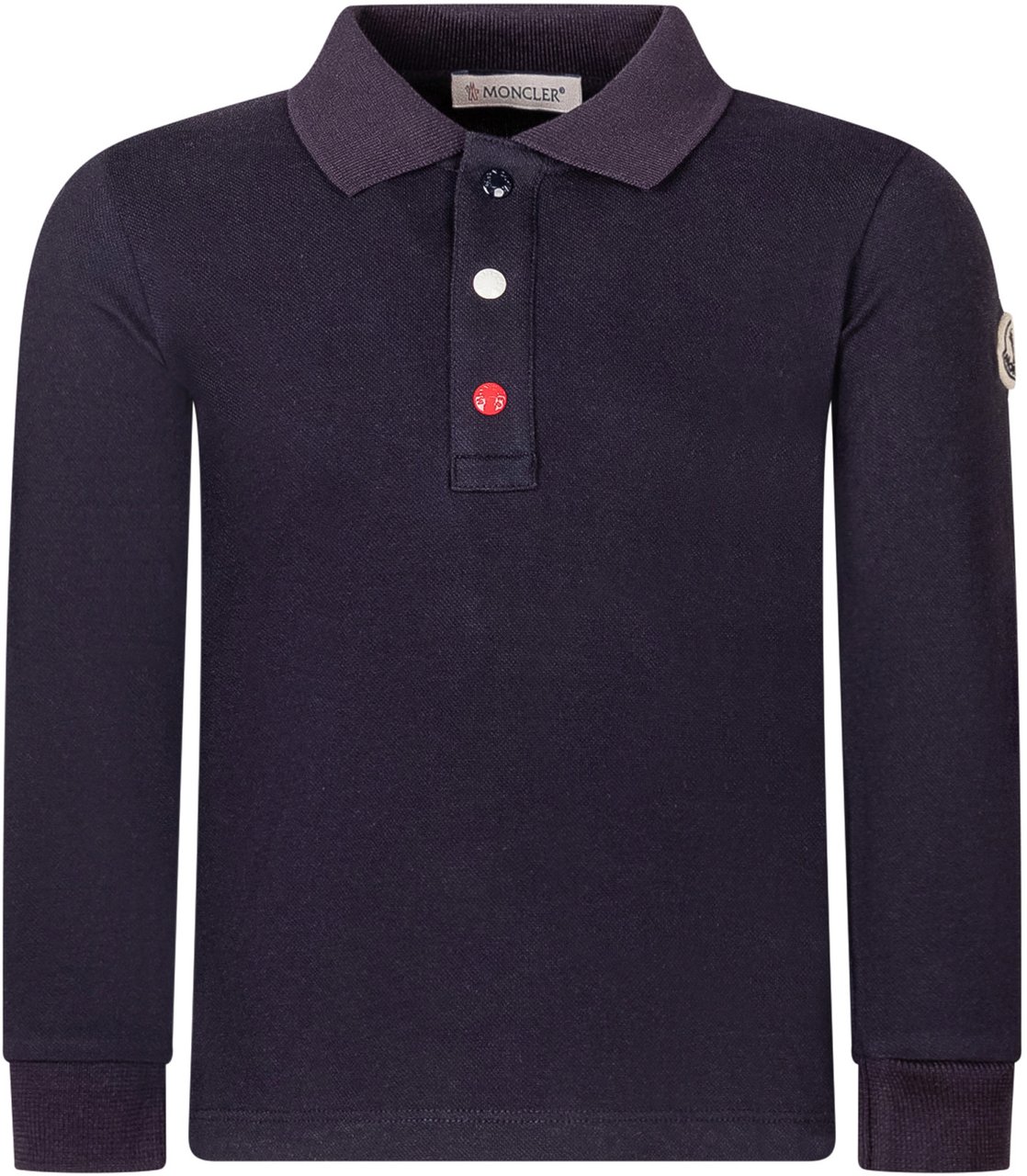 Moncler Polo a Maniche Lunghe con Colletto Classico Navy