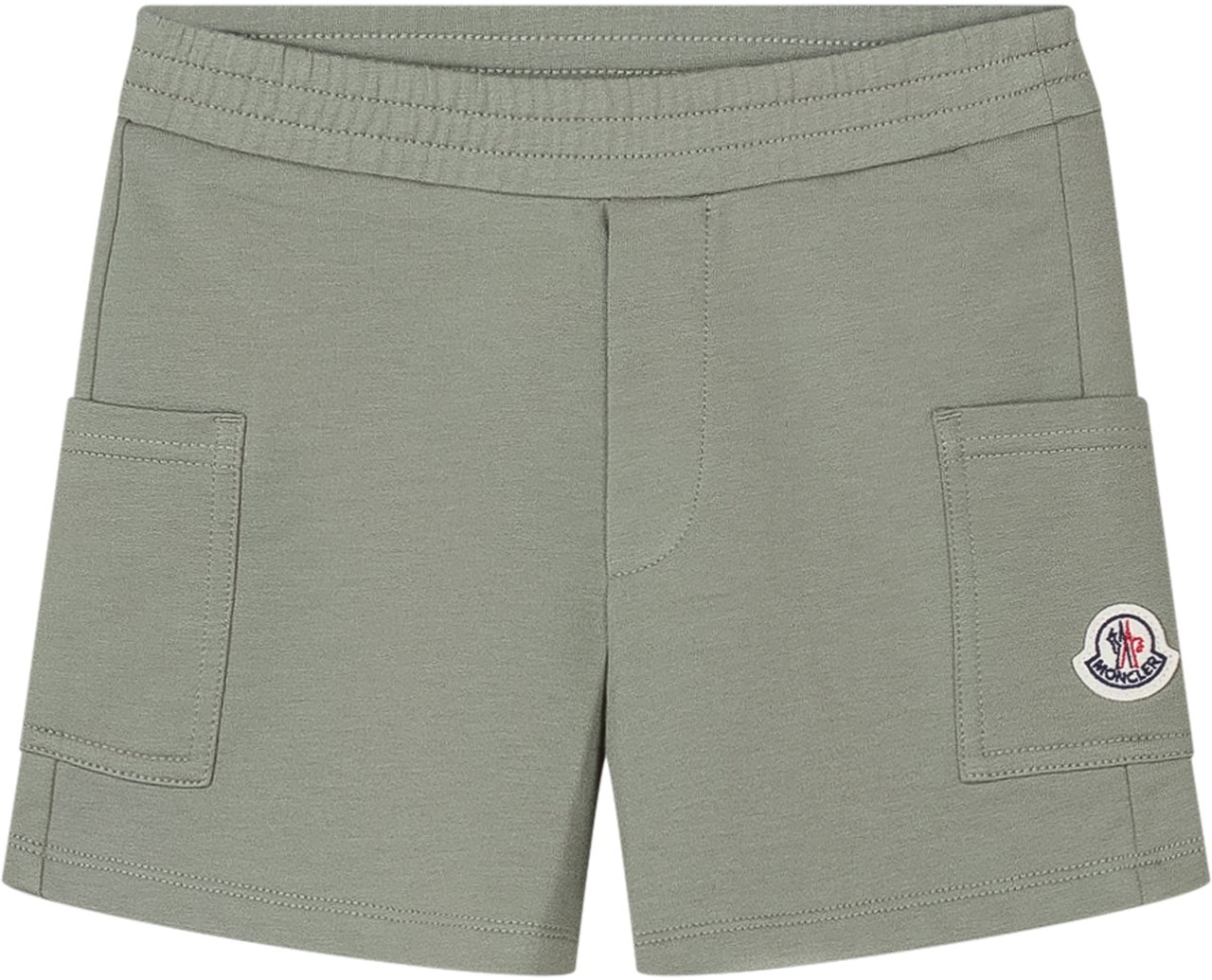 Moncler Shorts in Felpa con Tasche Applicate e Logo Lime