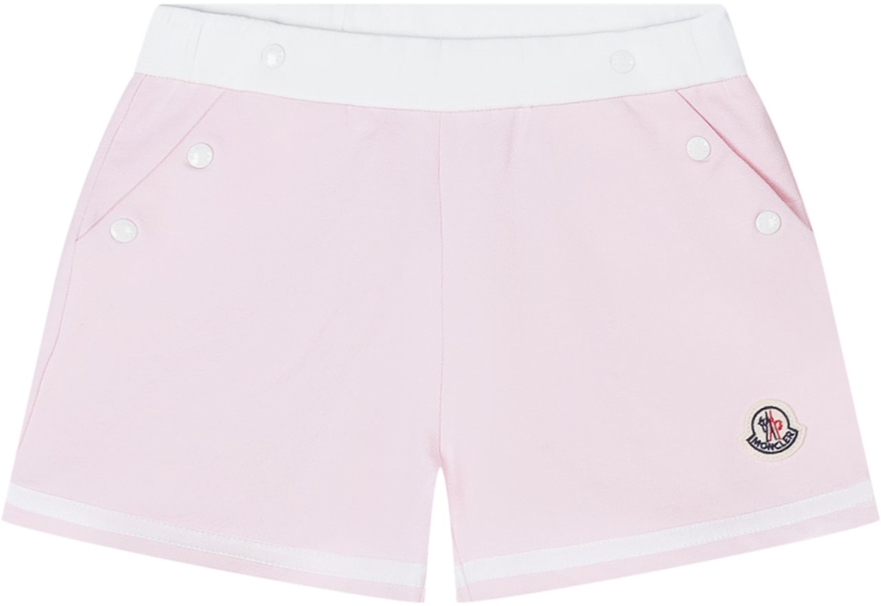 Moncler Shorts in Felpa con Bottoni e Logo Roze