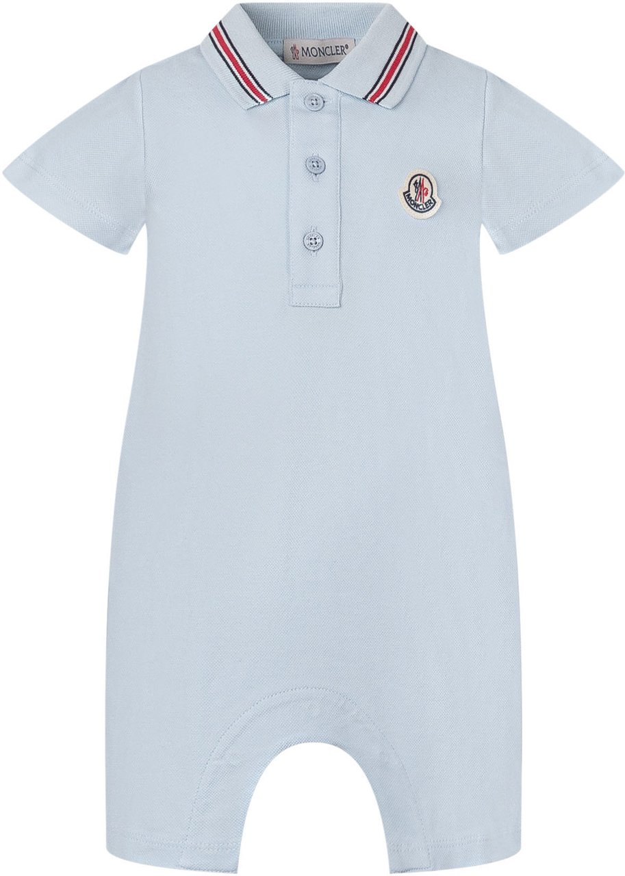 Moncler Tutina Polo con Colletto a Contrasto Lichtblauw