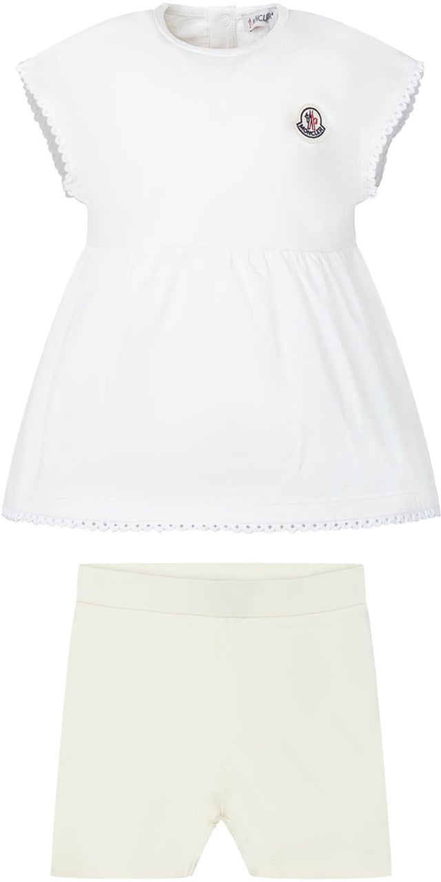 Moncler Completo Bambina con Top e Shorts in Cotone Wit