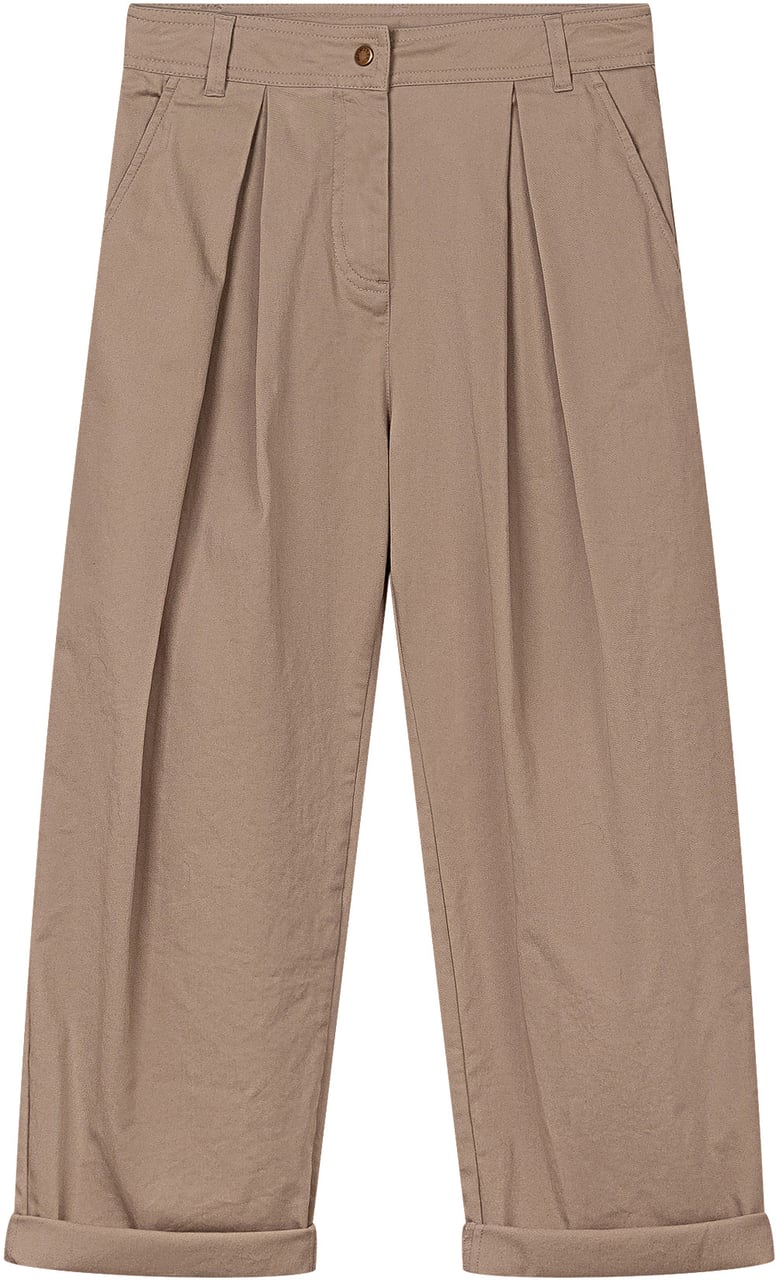 Moncler Pantaloni con Pinces e Risvolto Taupe