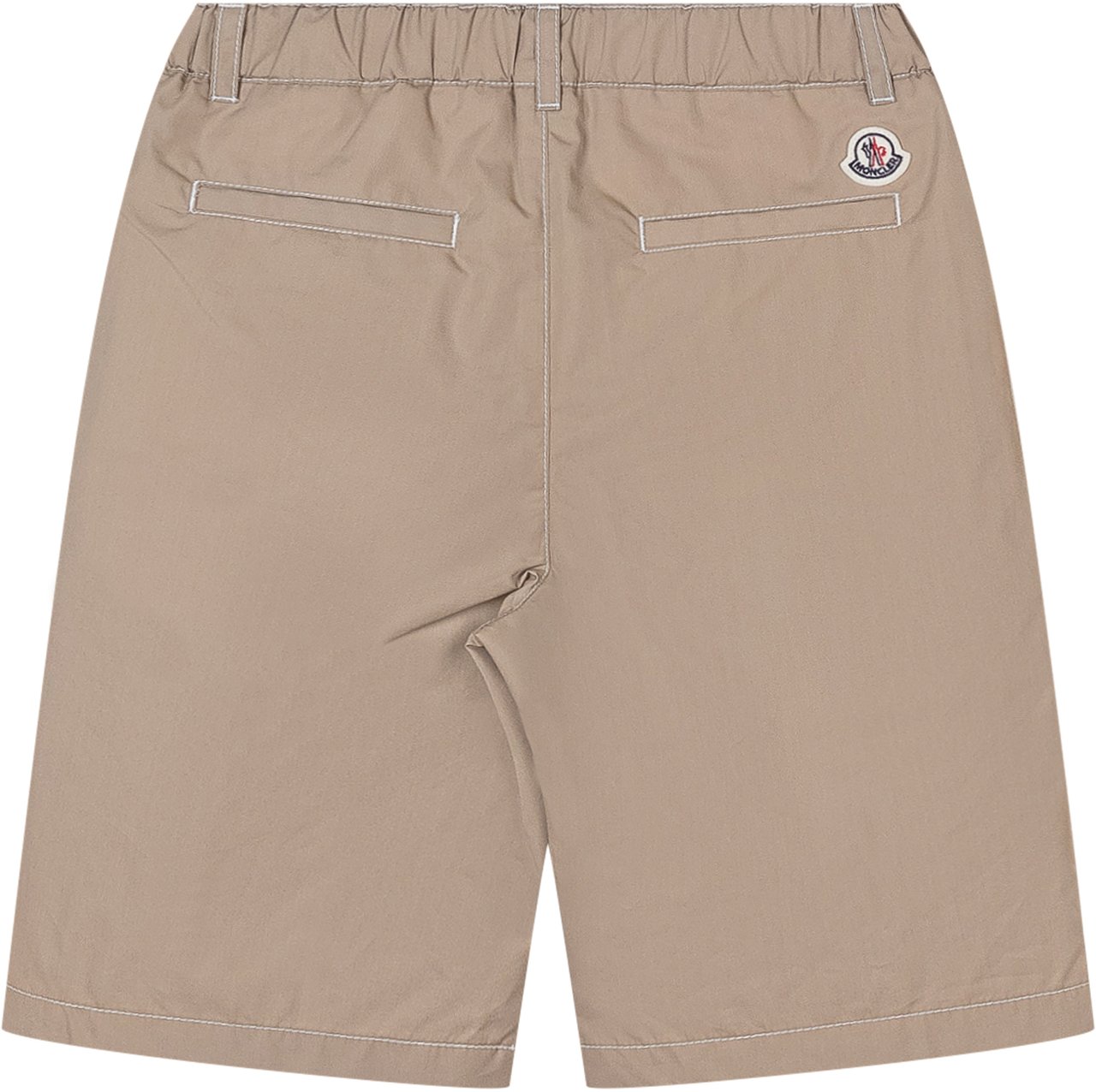 Moncler Shorts in Cotone con Impunture a Contrasto Beige