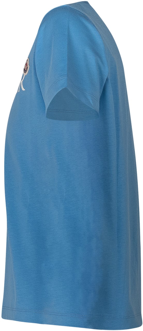 Moncler T-shirt a Maniche Corte con Logo Blauw