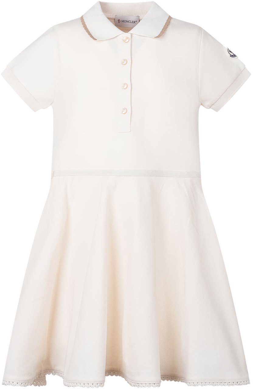 Moncler Abito Polo Bambina in Cotone Piqué Wit
