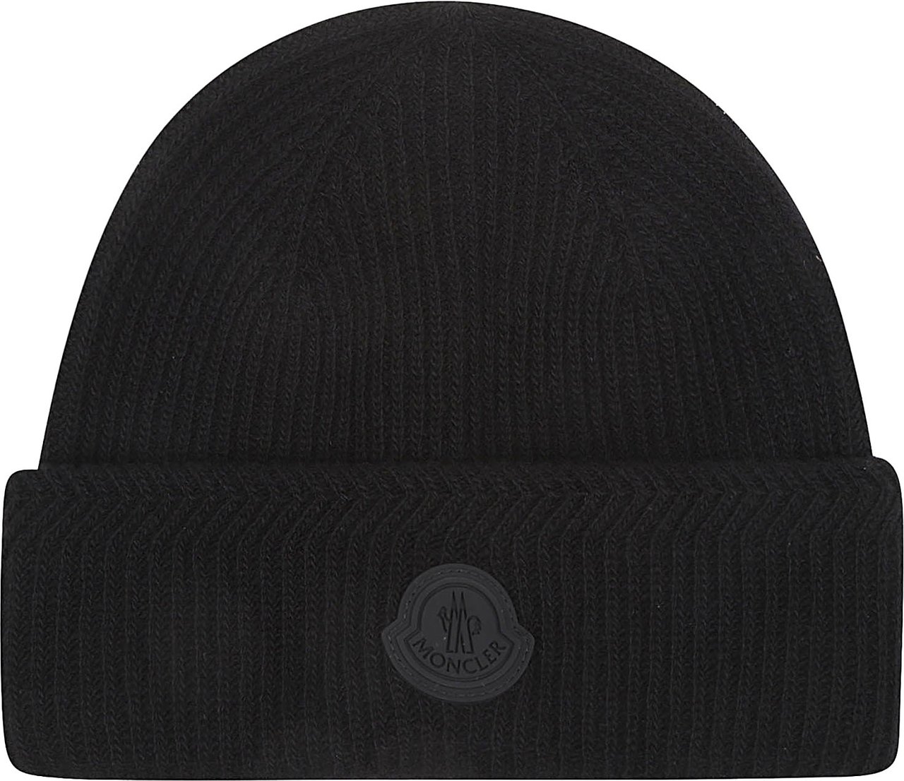 Moncler Logo Tricot Beanie Black Zwart
