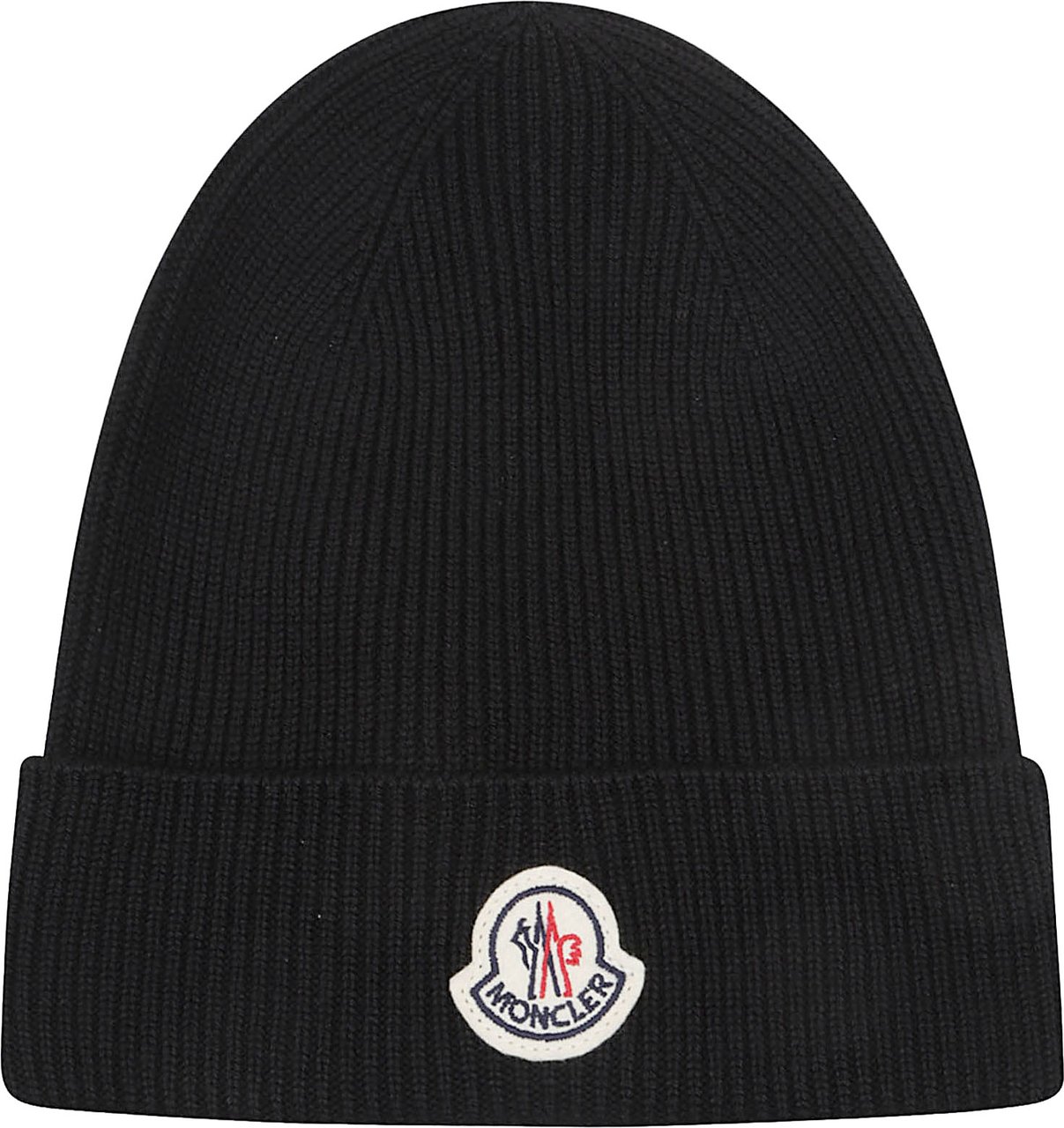 Moncler Logo Tricot Beanie Black Zwart