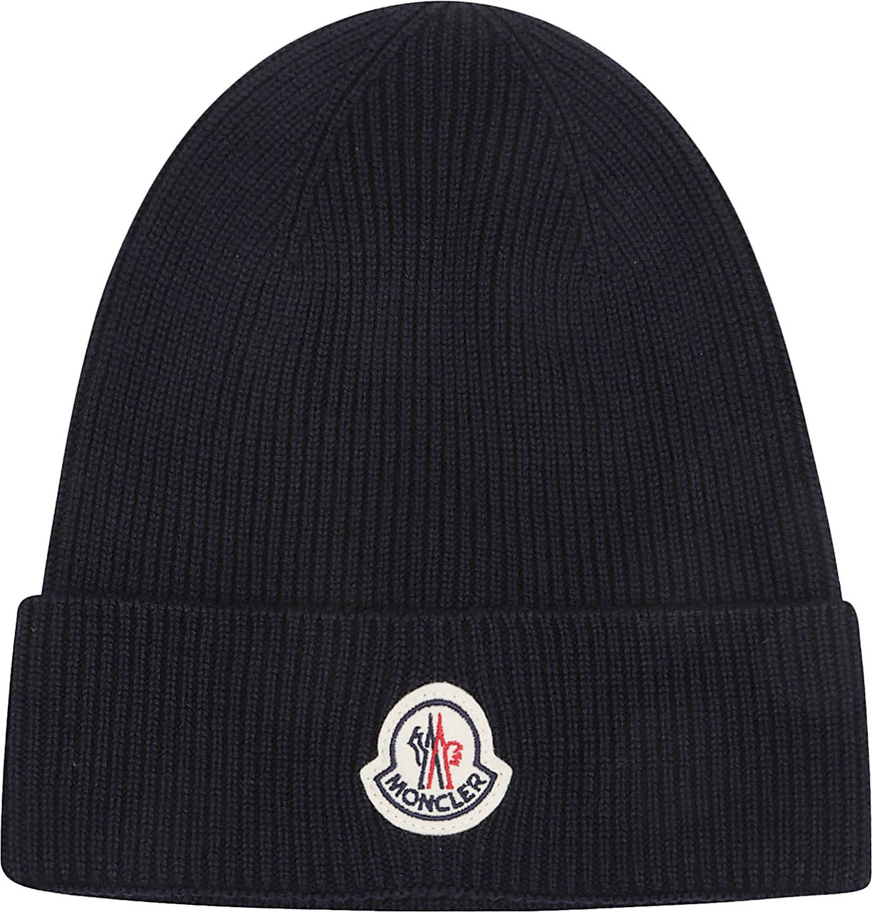 Moncler Logo Tricot Beanie Blue Blauw