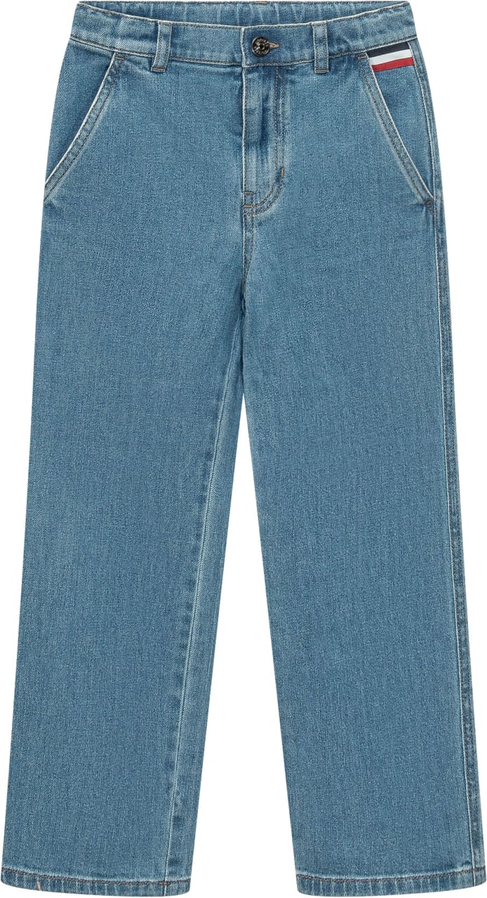 Moncler Pantaloni Dritti con Tasche Oblique Blauw