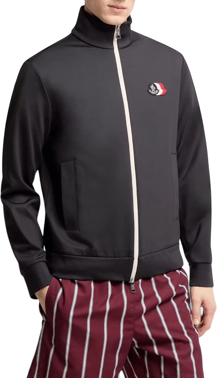 Moncler LOGO ZIP THROUGH SWEATER Donkergrijs