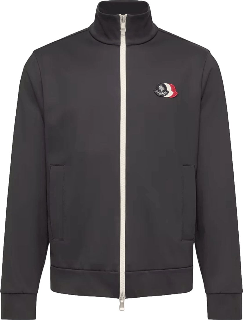 Moncler LOGO ZIP THROUGH SWEATER Donkergrijs