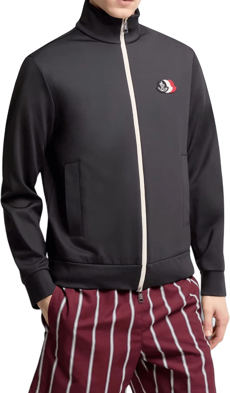 Moncler LOGO ZIP THROUGH SWEATER Donkergrijs