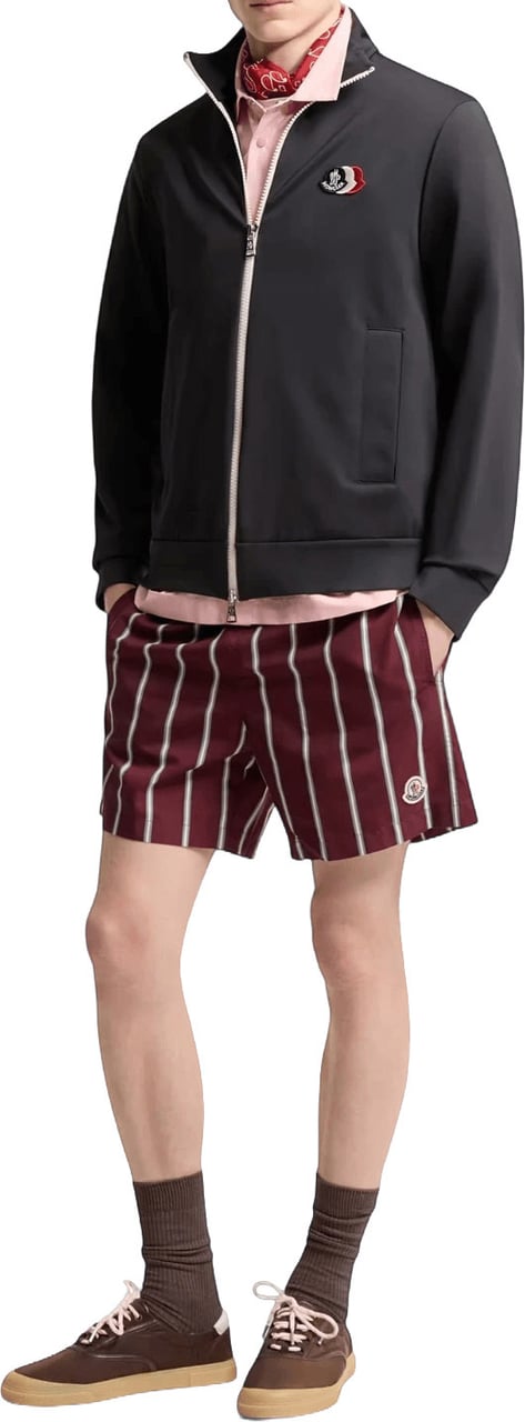 Moncler LOGO ZIP THROUGH SWEATER Donkergrijs