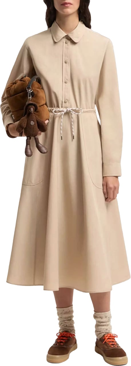 Moncler POPLIN MIDI SHIRT DRESS Beige