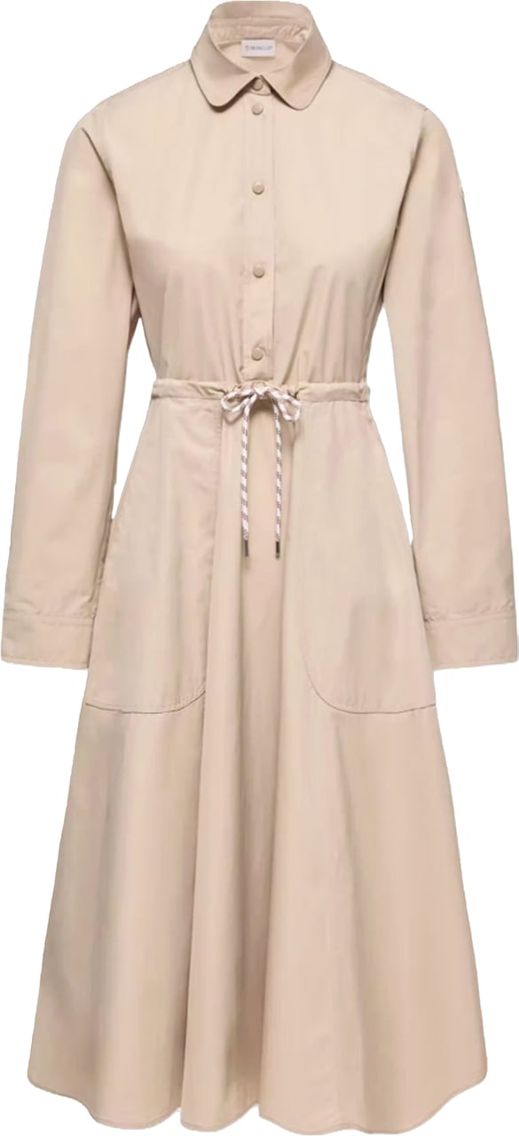 Moncler POPLIN MIDI SHIRT DRESS Beige