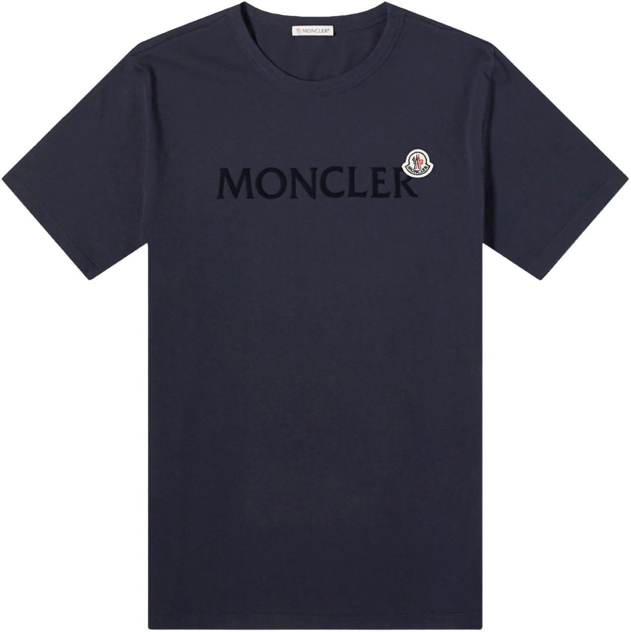 Moncler MONCLER FLOCKED LOGO T-SHIRT Navy MEN Blauw