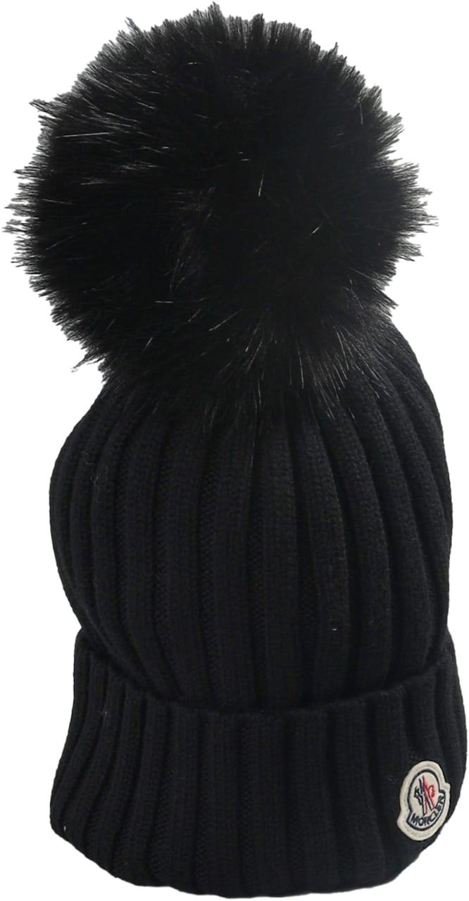 Moncler MONCLER LOGO BEANIE Black WOMEN Zwart