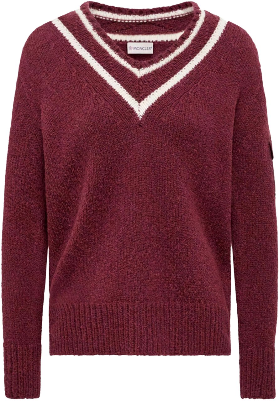 Moncler MONCLER LOGO V-NECK Burgundy WOMEN Rood