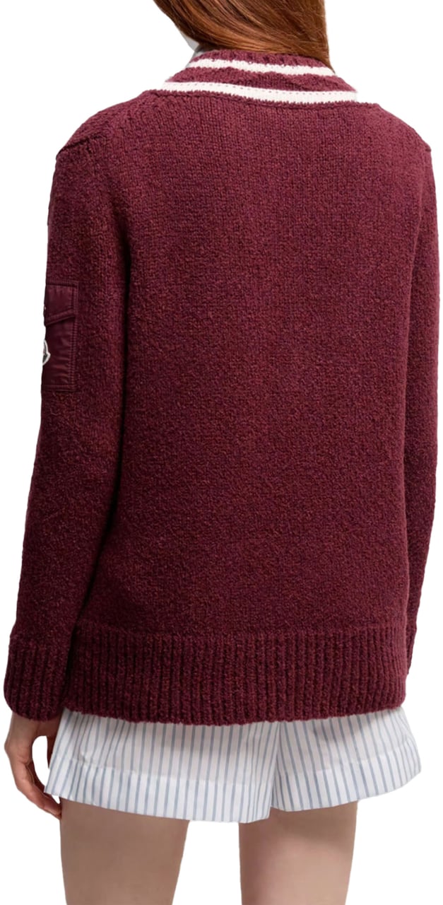 Moncler MONCLER LOGO V-NECK Burgundy WOMEN Rood