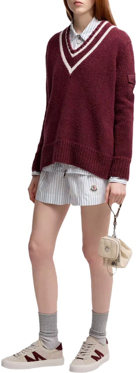 Moncler MONCLER LOGO V-NECK Burgundy WOMEN Rood