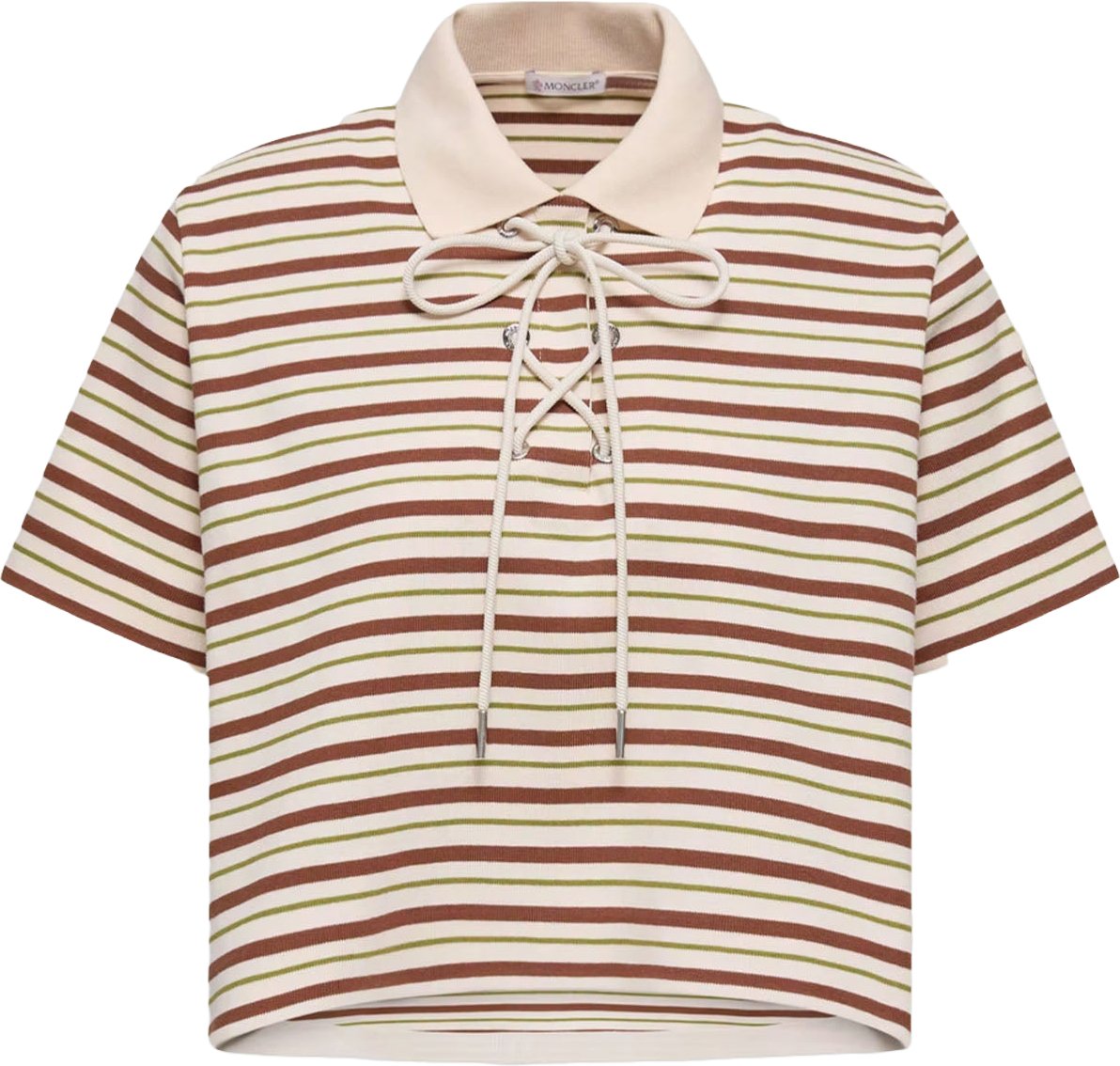 Moncler STRIPED COTTON POLO SHIRT Beige