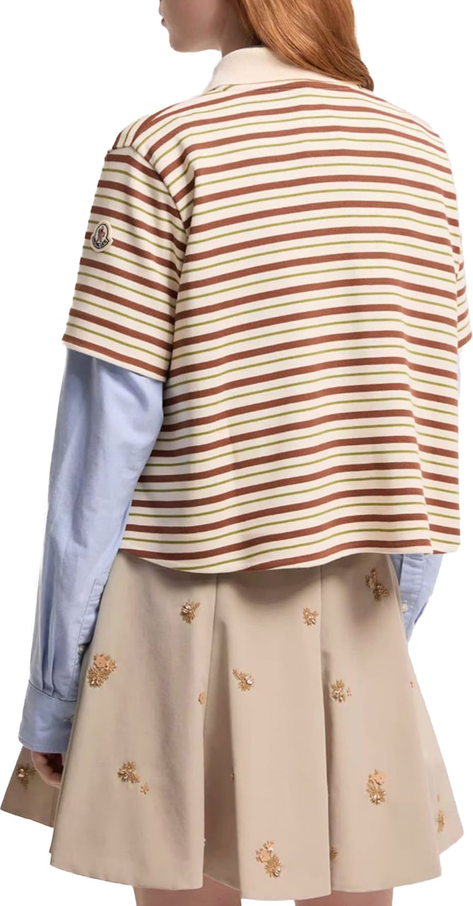 Moncler STRIPED COTTON POLO SHIRT Beige