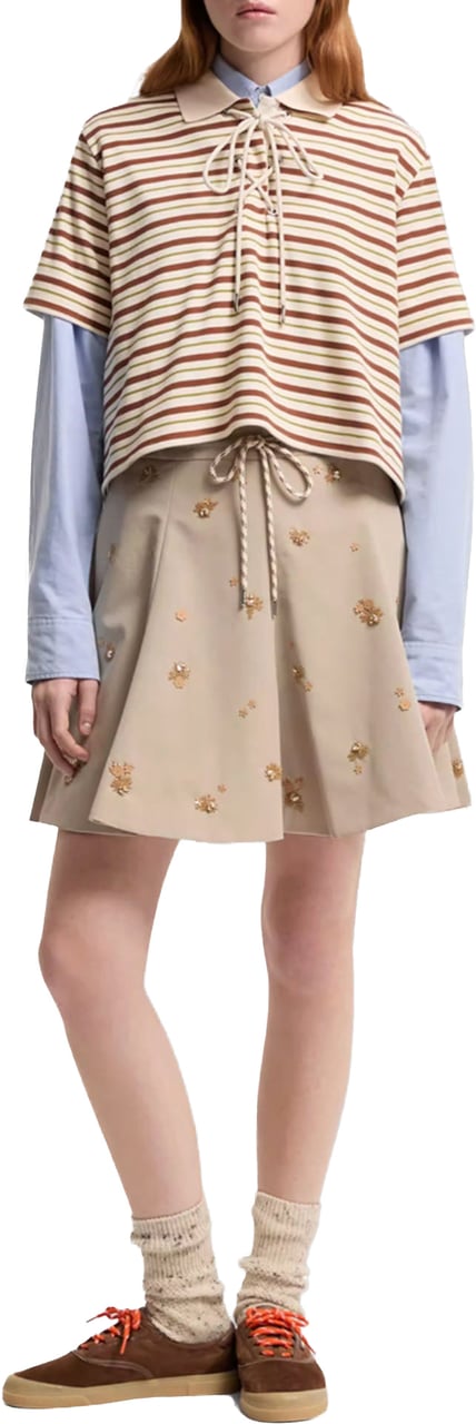 Moncler STRIPED COTTON POLO SHIRT Beige