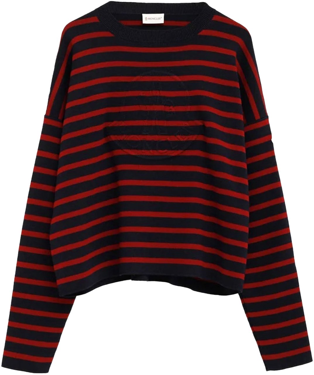 Moncler MONCLER STRIPED LOGO CREWNECK Navy Dessin WOMEN Blauw