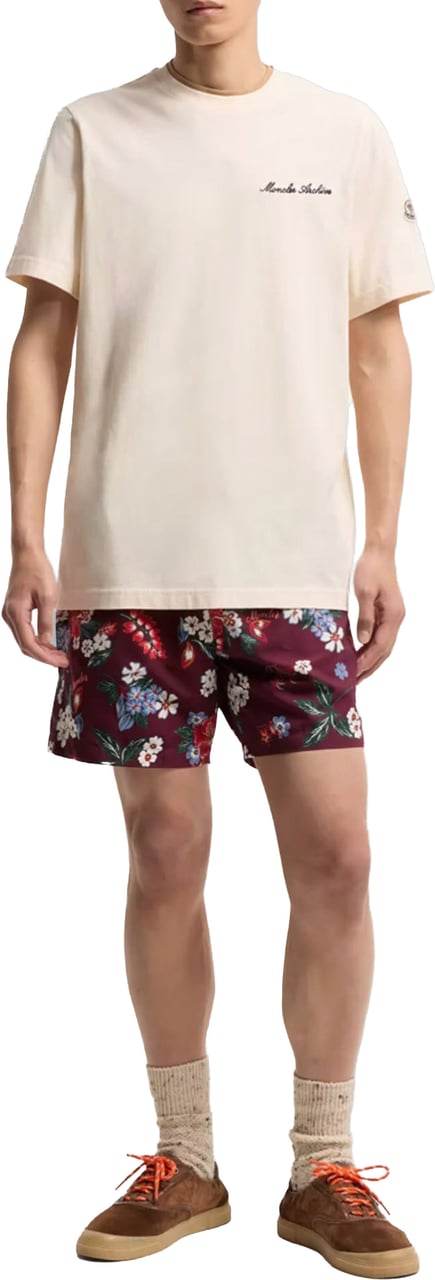 Moncler EMBROIDERED COTTON LOGO T-SHIRT OFF-WHITE Wit