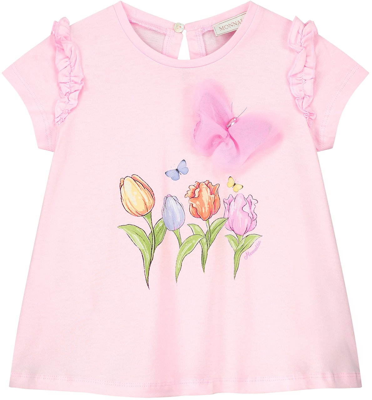 Monnalisa Maxi T-shirt St.tulipani Roze