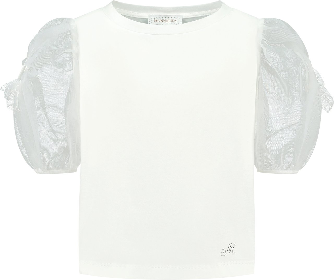 Monnalisa T-shirt Manica Palloncino Wit