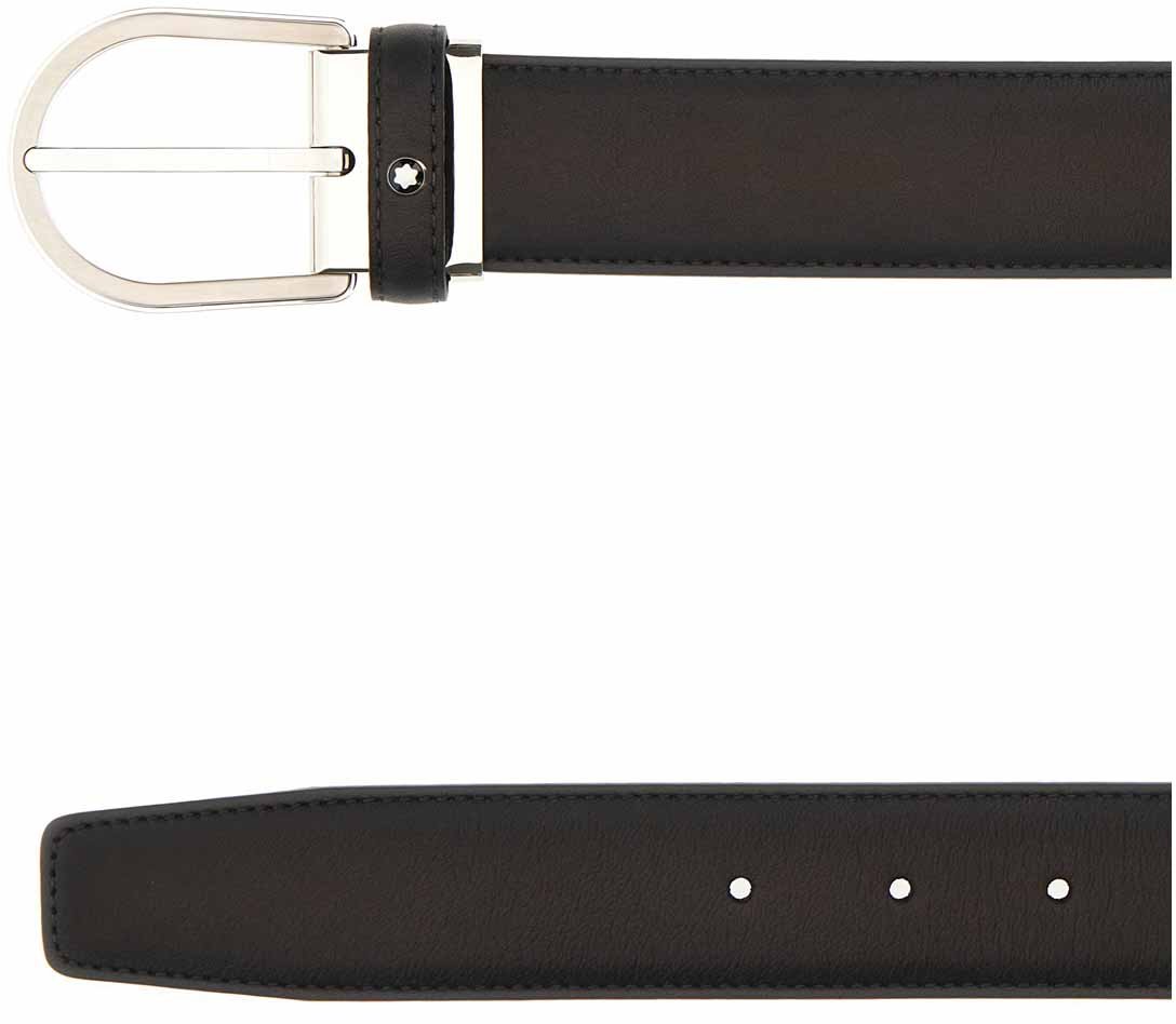 Montblanc Montblanc Dark grey leather reversible belt Grijs