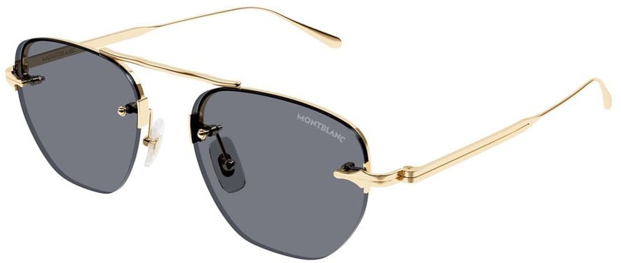 Montblanc Mb0404S Linea Nib Geometric Metal Frame Sunglasses Grijs