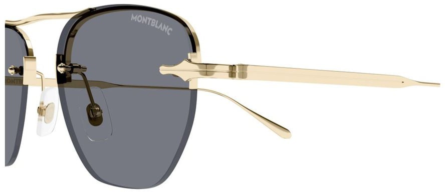 Montblanc Mb0404S Linea Nib Geometric Metal Frame Sunglasses Grijs