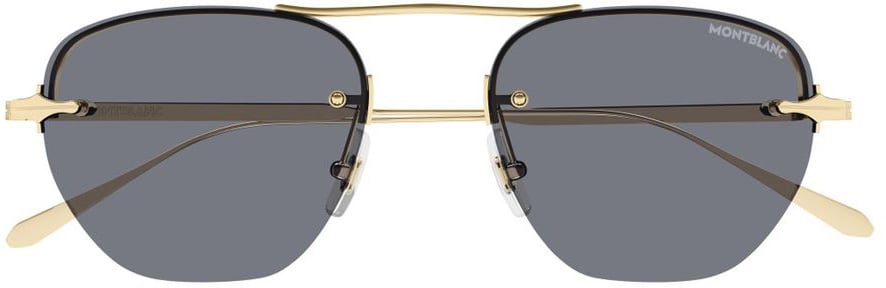 Montblanc Mb0404S Linea Nib Geometric Metal Frame Sunglasses Grijs