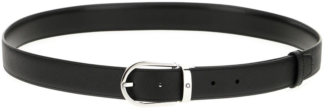 Montblanc Montblanc Black leather reversible belt Zwart