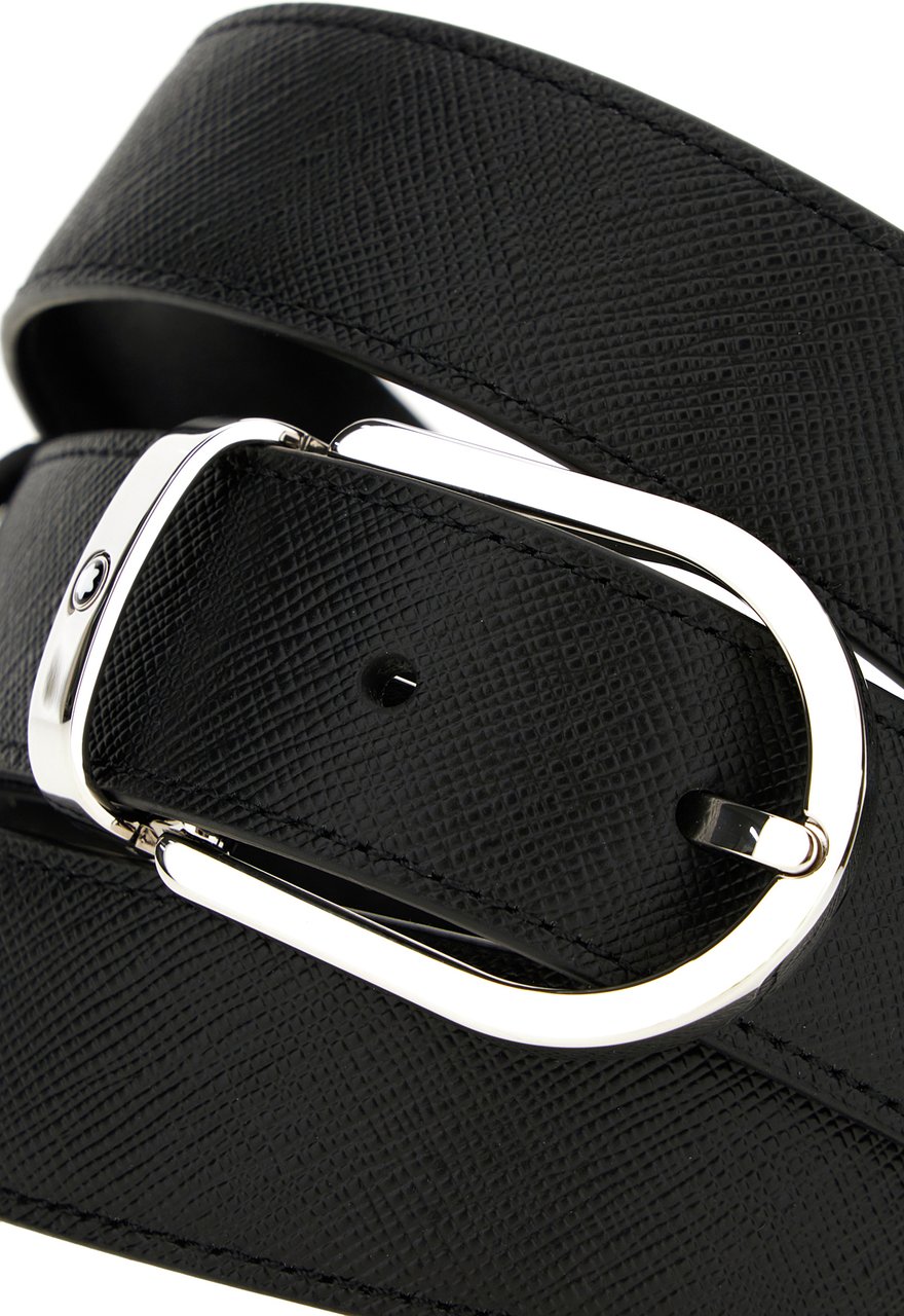 Montblanc Montblanc Black leather reversible belt Zwart