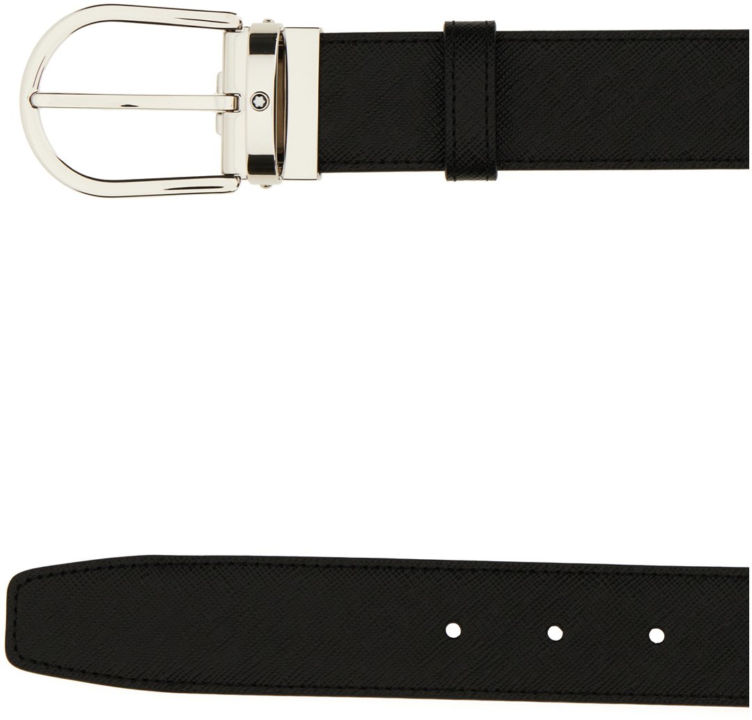 Montblanc Montblanc Black leather reversible belt Zwart