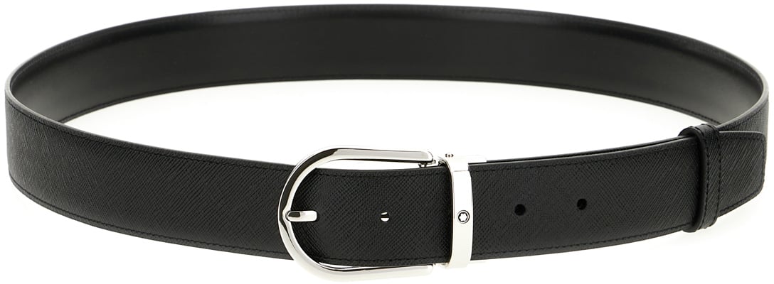 Montblanc Montblanc Black leather reversible belt Zwart
